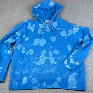 CHAMPION Hoodie Mens Large‎ Blue Tie Dye Pullover Sweatshirt Sweater Streetwear